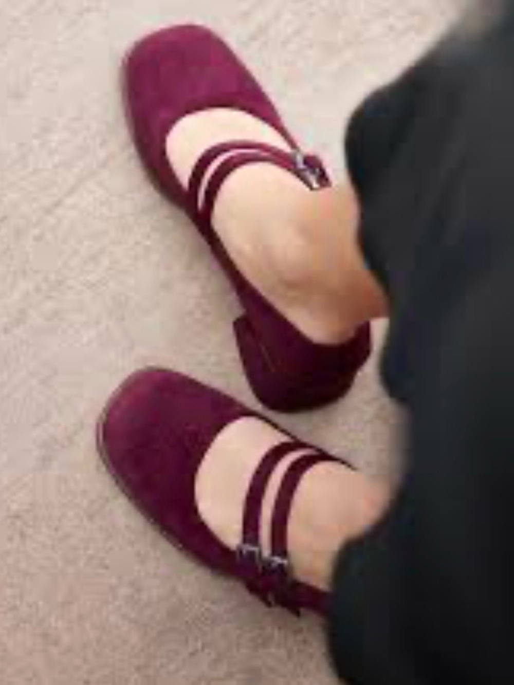 Zodiac Double-Strap Mary Jane Heels - Burgundy Plum